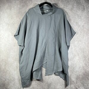 Eleven Stitch Poncho Top Womens One Size Gray Tunic Short Sleeves Casual Boho